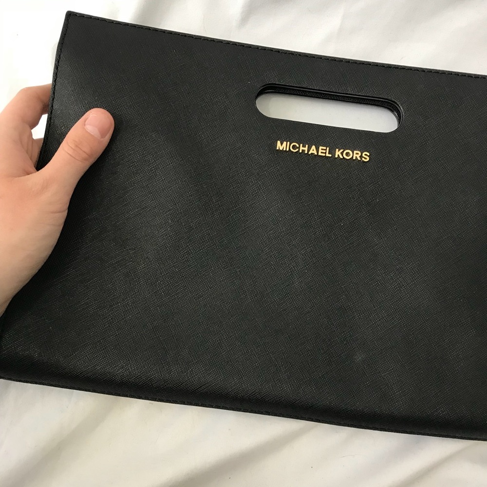 Black with Gold Logo - Michael Kors Envelope Purse - Picture 2 of 4